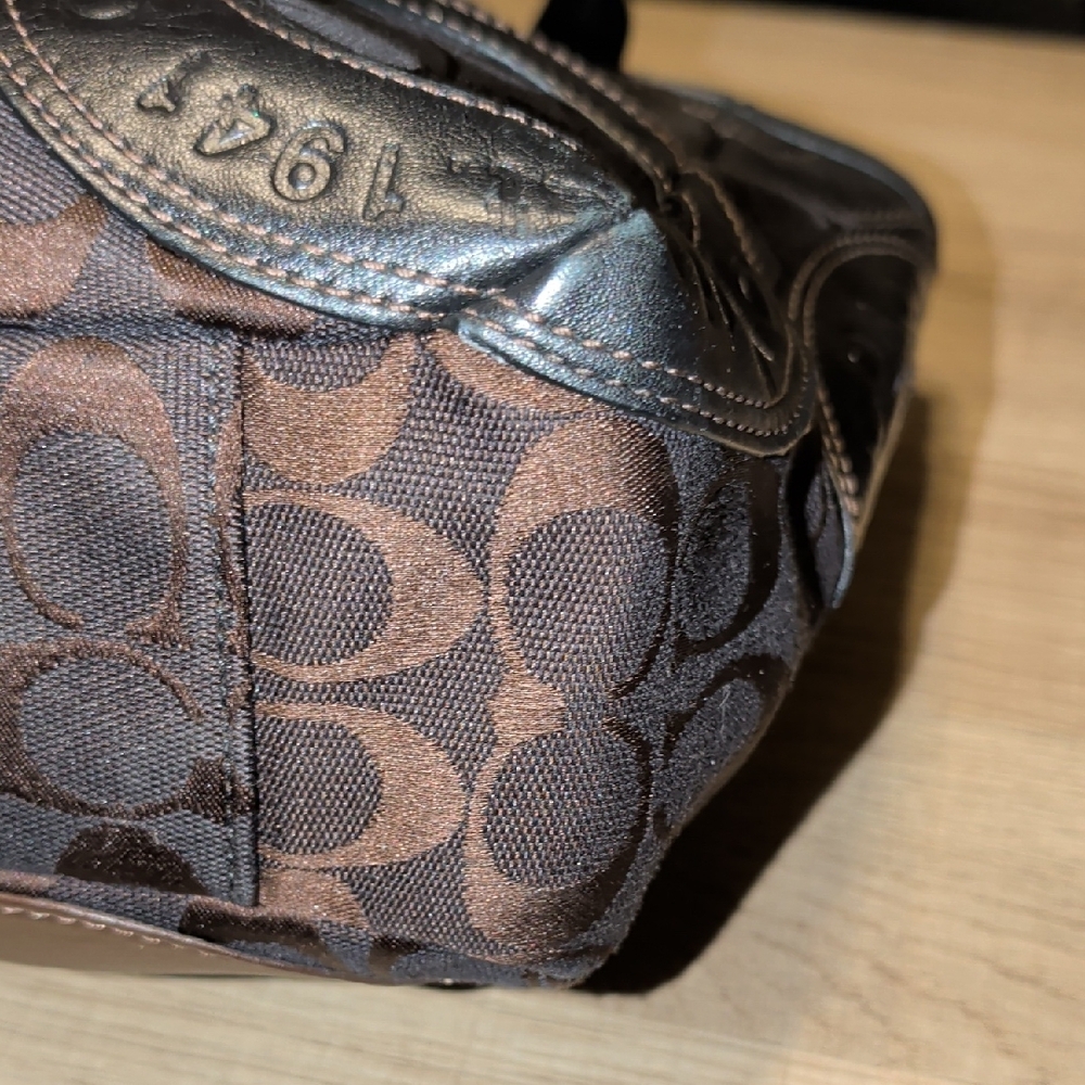 Coach Black and Brown Circle Pattern Tote - Picture 3 of 5